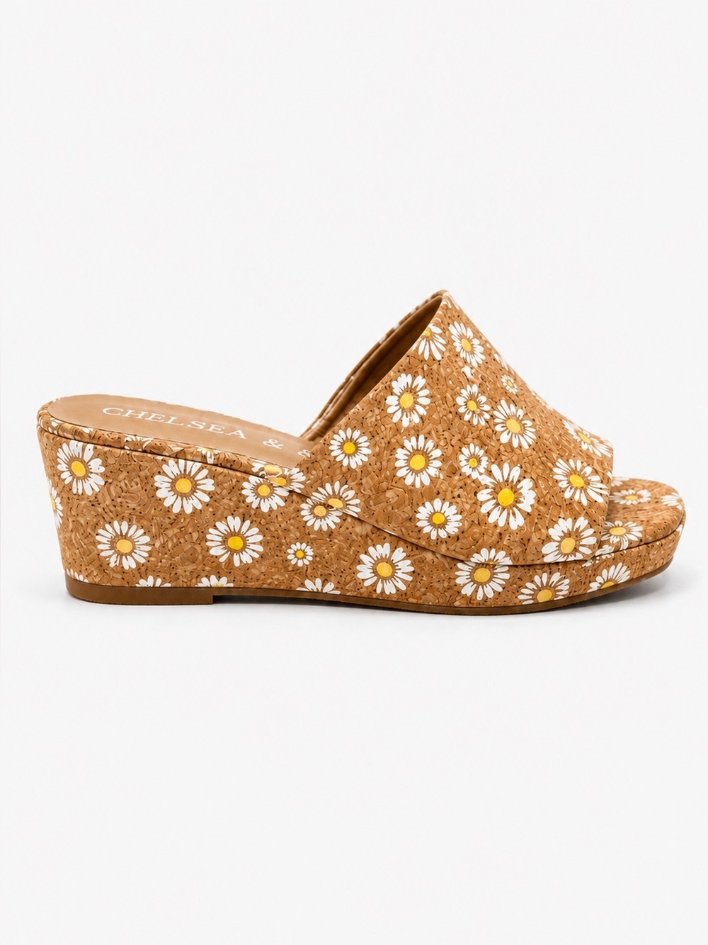 NEW Chelsea & Violet Daisy Cork Wedge Chunky Open Toe Mule Women’s Size 7